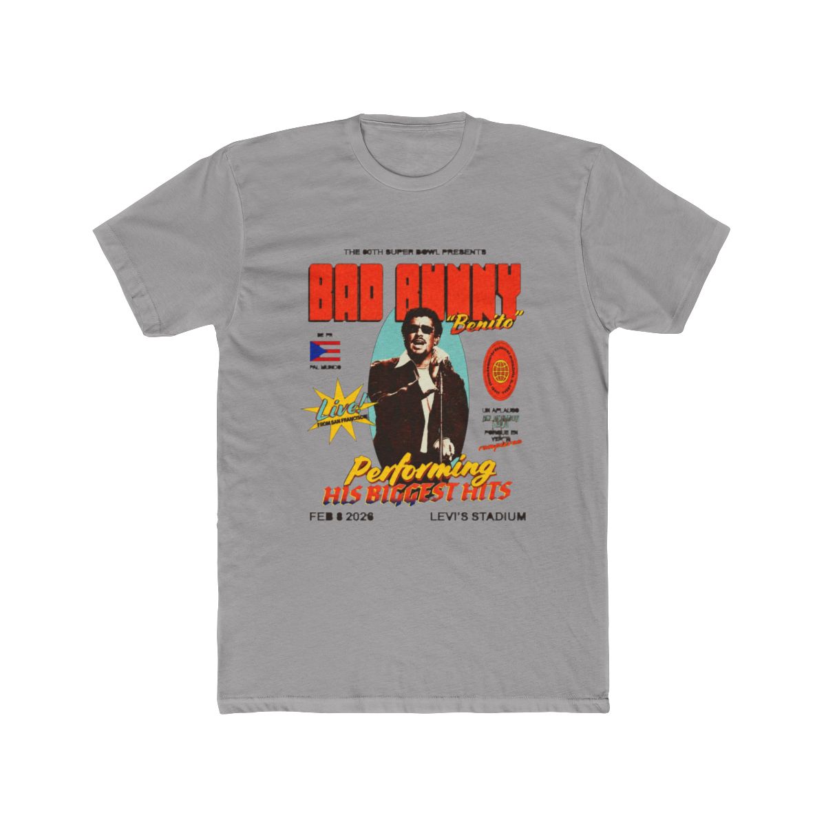 Bad Bunny Retro Super Bowl 2026 Concert Vintage T Shirt - Official t-shirts merchandise